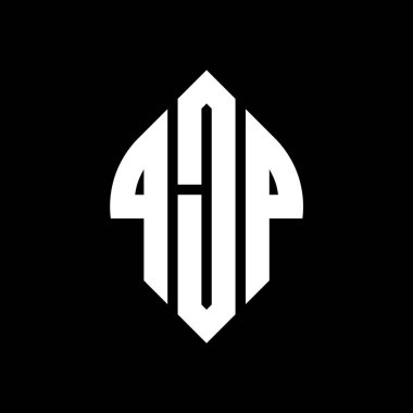 Çember ve elips şekilli QJP daire harf logosu tasarımı. QJP elips harfleri tipografik tarzda. Üç baş harf daire şeklinde bir logo oluşturuyor. QJP Çember Amblemi Soyut Monogram Harf İşaretleyici Vektörü.