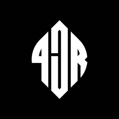 Çember ve elips şekilli QJR daire harf logosu tasarımı. QJR elips harfleri tipografik tarzda. Üç baş harf daire şeklinde bir logo oluşturuyor. QJR Çember Amblemi Soyut Monogram Harf İşaretleyici Vektörü.