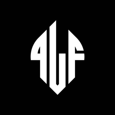 Çember ve elips şekilli QLF daire harf logosu tasarımı. Tipografik biçimli QLF elips harfleri. Üç baş harf daire şeklinde bir logo oluşturuyor. QLF Çember Amblemi Soyut Monogram Harf İşaretleyici Vektörü.