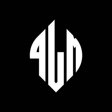 Çember ve elips şekilli QLM daire harf logosu tasarımı. Tipografik biçimli QLM elips harfleri. Üç baş harf daire şeklinde bir logo oluşturuyor. QLM Çember Amblemi Soyut Monogram Harf İşaretleyici Vektörü.