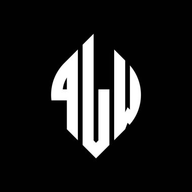 Çember ve elips şekilli QLW daire harf logosu tasarımı. Tipografik biçimli QLW elips harfleri. Üç baş harf daire şeklinde bir logo oluşturuyor. QLW Çember Amblemi Soyut Monogram Harf İşaretleyici Vektörü.