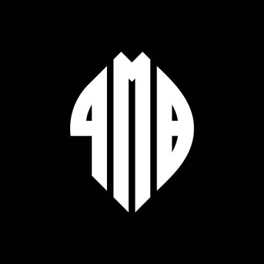 Çember ve elips şekilli QMB daire harf logosu tasarımı. QMB elips harfleri tipografik tarzda. Üç baş harf daire şeklinde bir logo oluşturuyor. QMB Çember Amblemi Soyut Monogram Harf İşaretleyici Vektörü.