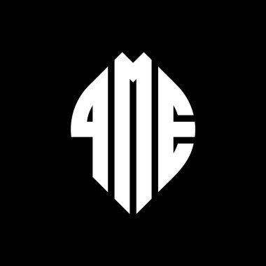 Çember ve elips şekilli QME daire harf logosu tasarımı. QME elips harfleri tipografik tarzda. Üç baş harf daire şeklinde bir logo oluşturuyor. QME Çemberi Amblemi Soyut Monogram Harf İşaretleyici Vektörü.