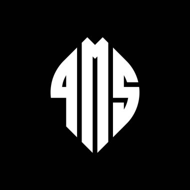 Çember ve elips şekilli QMS daire harf logosu tasarımı. QMS elips harfleri tipografik tarzda. Üç baş harf daire şeklinde bir logo oluşturuyor. QMS Çemberi Amblemi Soyut Monogram Harf İşaretleyici Vektörü.