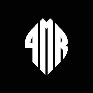 Çember ve elips şekilli QMR daire harf logosu tasarımı. QMR elips harfleri tipografik tarzda. Üç baş harf daire şeklinde bir logo oluşturuyor. QMR Çember Amblemi Soyut Monogram Harf İşaretleyici Vektörü.