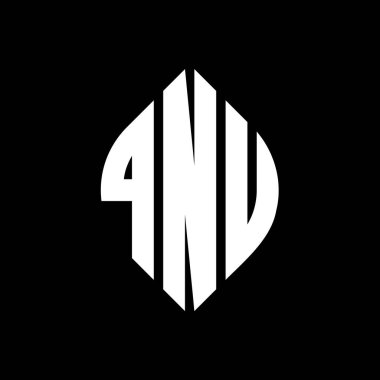 Çember ve elips şekilli QNU daire harf logosu tasarımı. QNU elips harfleri tipografik tarzda. Üç baş harf daire şeklinde bir logo oluşturuyor. QNU Çember Amblemi Soyut Monogram Harf İşaretleyici Vektörü.