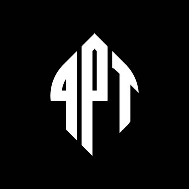 Çember ve elips şekilli QPT daire harf logosu tasarımı. Tipografik biçimli QPT elips harfleri. Üç baş harf daire şeklinde bir logo oluşturuyor. QPT Çember Amblemi Soyut Monogram Harf İşaretleyici Vektörü.