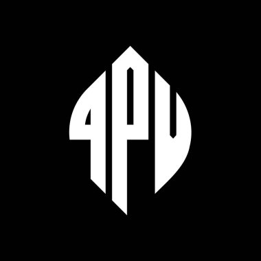 Çember ve elips şekilli QPV daire harf logosu tasarımı. Tipografik biçimli QPV elips harfleri. Üç baş harf daire şeklinde bir logo oluşturuyor. QPV Çember Amblemi Soyut Monogram Harf İşaretleyici Vektörü.