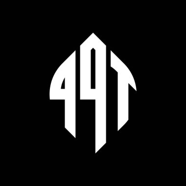 Çember ve elips şekilli QQT daire harf logosu tasarımı. Tipografik biçimli QQT elips harfleri. Üç baş harf daire şeklinde bir logo oluşturuyor. QQT Çember Amblemi Soyut Monogram Harf İşaretleyici Vektörü.