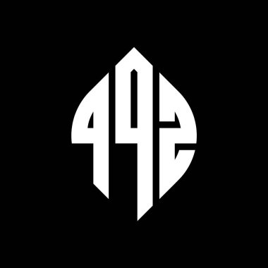 Çember ve elips şekilli QQZ daire harfli logo tasarımı. QQZ elips harfleri tipografik tarzda. Üç baş harf daire şeklinde bir logo oluşturuyor. QQZ Çember Amblemi Soyut Monogram Harf İşaretleyici Vektörü.