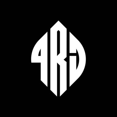 Çember ve elips şekilli QRJ daire harf logosu tasarımı. QRJ elips harfleri tipografik tarzda. Üç baş harf daire şeklinde bir logo oluşturuyor. QRJ Çember Amblemi Soyut Monogram Harf İşaretleyici Vektörü.