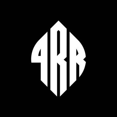 Çember ve elips şekilli QRR daire harf logosu tasarımı. QRR elips harfleri tipografik tarzda. Üç baş harf daire şeklinde bir logo oluşturuyor. QRR Çember Amblemi Soyut Monogram Harf İşaretleyici Vektörü.