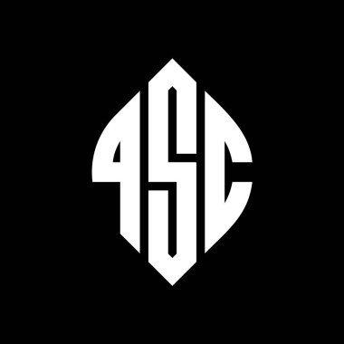 Çember ve elips şekilli QSC daire harf logosu tasarımı. QSC elips harfleri tipografik tarzda. Üç baş harf daire şeklinde bir logo oluşturuyor. QSC Çember Amblemi Soyut Monogram Harf İşaretleyici Vektörü.