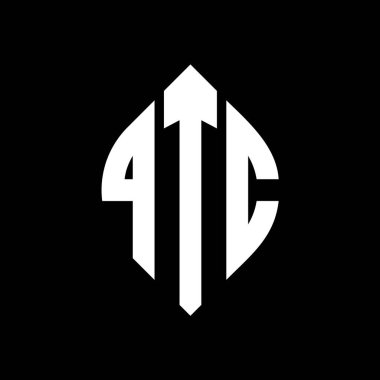 Çember ve elips şekilli QTC daire harf logosu tasarımı. Tipografik biçimli QTC elips harfleri. Üç baş harf daire şeklinde bir logo oluşturuyor. QTC Çember Amblemi Soyut Monogram Harf İşaretleyici Vektörü.