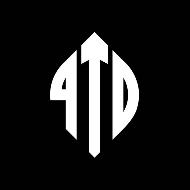 Çember ve elips şekilli QTD daire harf logosu tasarımı. Tipografik biçimli QTD elips harfleri. Üç baş harf daire şeklinde bir logo oluşturuyor. QTD Çember Amblemi Soyut Monogram Harf İşaretleyici Vektörü.