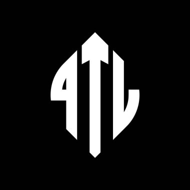 Çember ve elips şekilli QTL daire harf logosu tasarımı. Tipografik biçimli QTL elips harfleri. Üç baş harf daire şeklinde bir logo oluşturuyor. QTL Çember Amblemi Soyut Monogram Harf İşaretleyici Vektörü.