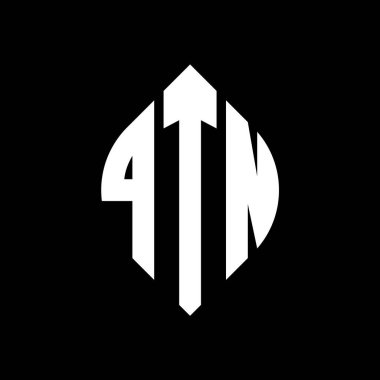 Çember ve elips şekilli QTN daire harf logosu tasarımı. Tipografik biçimli QTN elips harfleri. Üç baş harf daire şeklinde bir logo oluşturuyor. QTN Çember Amblemi Soyut Monogram Harf İşaretleyici Vektörü.