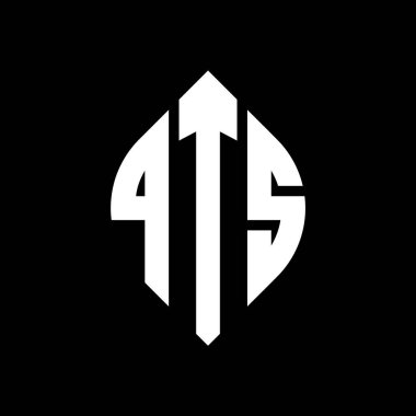 Çember ve elips şekilli QTS daire harf logosu tasarımı. QTS elips harfleri tipografik tarzda. Üç baş harf daire şeklinde bir logo oluşturuyor. QTS Çember Amblemi Soyut Monogram Harf İşaretleyici Vektörü.