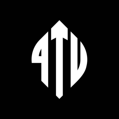 Çember ve elips şekilli QTU daire harf logosu tasarımı. QTU elips harfleri tipografik tarzda. Üç baş harf daire şeklinde bir logo oluşturuyor. QTU Çember Amblemi Soyut Monogram Harf İşaretleyici Vektörü.