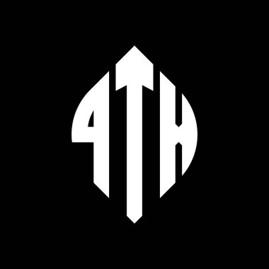 Çember ve elips şekilli QTX daire harf logosu tasarımı. Tipografik biçimli QTX elips harfleri. Üç baş harf daire şeklinde bir logo oluşturuyor. QTX Çember Amblemi Soyut Monogram Harf İşaretleyici Vektörü.
