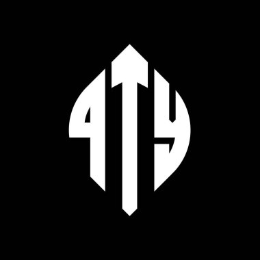 Çember ve elips şekilli QTY daire harf logosu tasarımı. Typographic tarzında QTY elips harfleri. Üç baş harf daire şeklinde bir logo oluşturuyor. QTY Çember Amblemi Soyut Monogram Harf İşaretleme Vektörü.