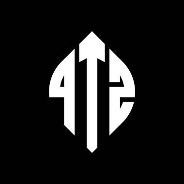 Çember ve elips şekilli QTZ daire harf logosu tasarımı. Tipografik biçimli QTZ elips harfleri. Üç baş harf daire şeklinde bir logo oluşturuyor. QTZ Çember Amblemi Soyut Monogram Harf İşaretleyici Vektörü.