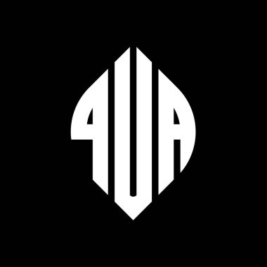 QUA daire harf logosu dizaynı. Çember ve elips şeklinde. QUA elips harfleri tipografik tarzda. Üç baş harf daire şeklinde bir logo oluşturuyor. QUA Çember Amblemi Soyut Monogram Harf İşaretleme Vektörü.