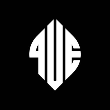 Que daire harfli logo dizaynı. Çember ve elips şeklinde. Typographic tarzında QUE elips harfleri. Üç baş harf daire şeklinde bir logo oluşturuyor. QUE Çember Amblemi Soyut Monogram Harf İşaretleme Vektörü.