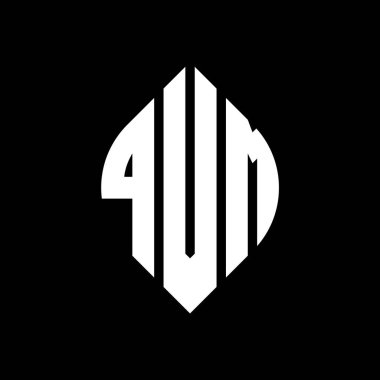 Çember ve elips şekilli QVM daire harf logosu tasarımı. Tipografik biçimli QVM elips harfleri. Üç baş harf daire şeklinde bir logo oluşturuyor. QVM Çember Amblemi Soyut Monogram Harf İşaretleyici Vektörü.