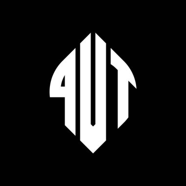 Çember ve elips şekilli QVT daire harf logosu tasarımı. Tipografik biçimli QVT elips harfleri. Üç baş harf daire şeklinde bir logo oluşturuyor. QVT Çember Amblemi Soyut Monogram Harf İşaretleyici Vektörü.