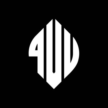 Çember ve elips şekilli QVU daire harf logosu tasarımı. QVU elips harfleri tipografik tarzda. Üç baş harf daire şeklinde bir logo oluşturuyor. QVU Çember Amblemi Soyut Monogram Harf İşaretleyici Vektörü.