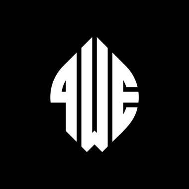 Çember ve elips şekilli QWE daire harf logosu tasarımı. QWE elips harfleri tipografik tarzda. Üç baş harf daire şeklinde bir logo oluşturuyor. QWE Çember Amblemi Soyut Monogram Harf İşaretleme Vektörü.