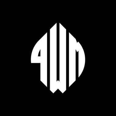 Çember ve elips şekilli QWM daire harf logosu tasarımı. QWM elips harfleri tipografik tarzda. Üç baş harf daire şeklinde bir logo oluşturuyor. QWM Çember Amblemi Soyut Monogram Harf İşaretleyici Vektörü.