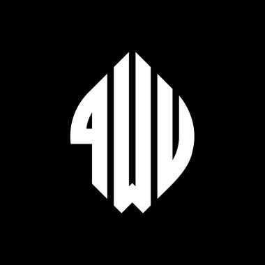 Çember ve elips şekilli QWU daire harf logosu tasarımı. QWU elips harfleri tipografik tarzda. Üç baş harf daire şeklinde bir logo oluşturuyor. QWU Çember Amblemi Soyut Monogram Harf İşaretleyici Vektörü.