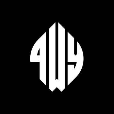 Çember ve elips şekilli QWY daire harf logosu tasarımı. Tipografik biçimli QWY elips harfleri. Üç baş harf daire şeklinde bir logo oluşturuyor. QWY Çember Amblemi Soyut Monogram Harf İşaretleyici Vektörü.