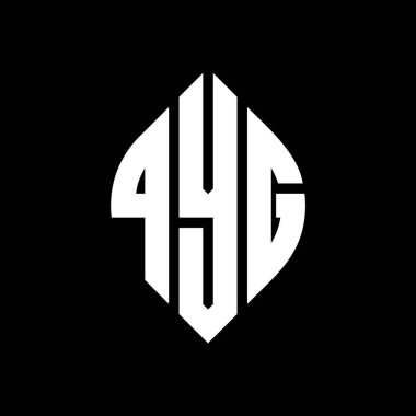 Çember ve elips şekilli QYG daire harf logosu tasarımı. QYG elips harfleri tipografik tarzda. Üç baş harf daire şeklinde bir logo oluşturuyor. QYG Çember Amblemi Soyut Monogram Harf İşaretleyici Vektörü.
