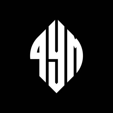 Çember ve elips şekilli QYM daire harf logosu tasarımı. QYM elips harfleri tipografik tarzda. Üç baş harf daire şeklinde bir logo oluşturuyor. QYM Çemberi Amblemi Soyut Monogram Harfi Mark Vector.QYM daire harfli logo tasarımı daire ve ellip