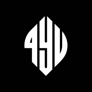 Çember ve elips şekilli Qyu daire harf logosu tasarımı. QYU elips harfleri tipografik tarzda. Üç baş harf daire şeklinde bir logo oluşturuyor. QYU Çember Amblemi Soyut Monogram Harf İşaretleyici Vektörü.