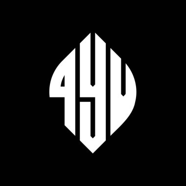 Çember ve elips şekilli QYV daire harf logosu tasarımı. Tipografik biçimli QYV elips harfleri. Üç baş harf daire şeklinde bir logo oluşturuyor. QYV Çember Amblemi Soyut Monogram Harf İşaretleyici Vektörü.