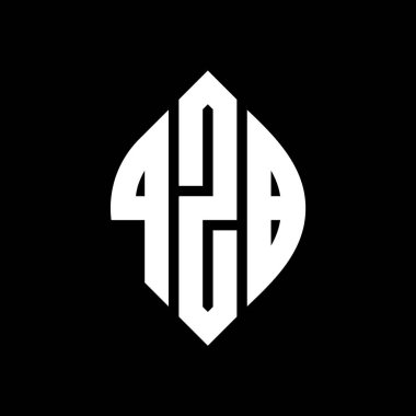 Çember ve elips şekilli QZB daire harf logosu tasarımı. QZB elips harfleri tipografik tarzda. Üç baş harf daire şeklinde bir logo oluşturuyor. QZB Çember Amblemi Soyut Monogram Harf İşaretleyici Vektörü.
