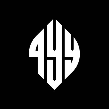 Çember ve elips şekilli QYY daire harf logosu tasarımı. Tipografik biçimli QYY elips harfleri. Üç baş harf daire şeklinde bir logo oluşturuyor. QYY Çember Amblemi Soyut Monogram Harf İşaretleyici Vektörü.