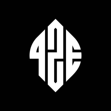 Çember ve elips şekilli QZE daire harf logosu tasarımı. Typographic tarzında QZE elips harfleri. Üç baş harf daire şeklinde bir logo oluşturuyor. QZE Çember Amblemi Soyut Monogram Harf İşaretleyici Vektörü.