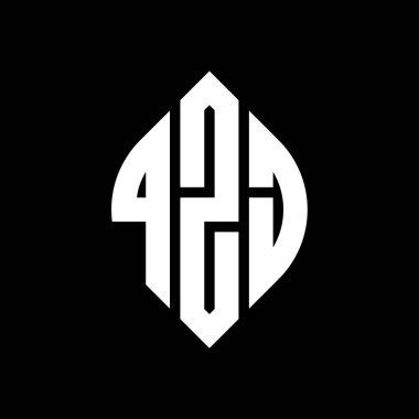 Çember ve elips şekilli QZJ daire harf logosu tasarımı. QZJ elips harfleri tipografik tarzda. Üç baş harf daire şeklinde bir logo oluşturuyor. QZJ Çember Amblemi Soyut Monogram Harf İşaretleyici Vektörü.