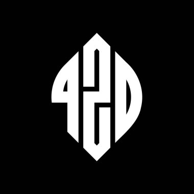 Çember ve elips şekilli QZO daire harf logosu tasarımı. QZO elips harfleri tipografik tarzda. Üç baş harf daire şeklinde bir logo oluşturuyor. QZO Çember Amblemi Soyut Monogram Harf İşaretleyici Vektörü.