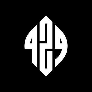 Çember ve elips şekilli QZQ daire harf logosu tasarımı. QZQ elips harfleri tipografik tarzda. Üç baş harf daire şeklinde bir logo oluşturuyor. QZQ Çember Amblemi Soyut Monogram Harf İşaretleyici Vektörü.