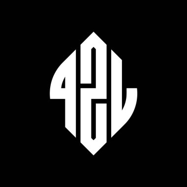 Çember ve elips şekilli QZL daire harf logosu tasarımı. Tipografik biçimli QZL elips harfleri. Üç baş harf daire şeklinde bir logo oluşturuyor. QZL Çember Amblemi Soyut Monogram Harf İşaretleyici Vektörü.
