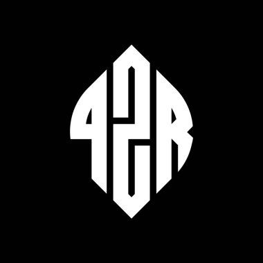 Çember ve elips şekilli QZR daire harf logosu tasarımı. QZR elips harfleri tipografik tarzda. Üç baş harf daire şeklinde bir logo oluşturuyor. QZR Çember Amblemi Soyut Monogram Harf İşaretleyici Vektörü.
