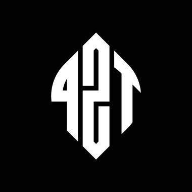 Çember ve elips şekilli QZT daire harf logosu tasarımı. Tipografik biçimli QZT elips harfleri. Üç baş harf daire şeklinde bir logo oluşturuyor. QZT Çemberi Amblemi Soyut Monogram Harfi Mark Vector.QZT daire harf logosu tasarımıName