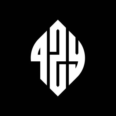 Çember ve elips şekilli QZY daire harf logosu tasarımı. QZY elips harfleri tipografik tarzda. Üç baş harf daire şeklinde bir logo oluşturuyor. QZY Çember Amblemi Soyut Monogram Harf İşaretleyici Vektörü.