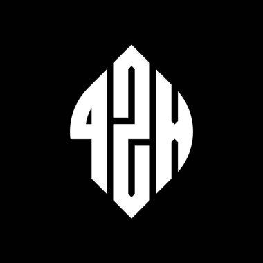 Çember ve elips şekilli QZX daire harf logosu tasarımı. QZX elips harfleri tipografik tarzda. Üç baş harf daire şeklinde bir logo oluşturuyor. QZX Çember Amblemi Soyut Monogram Harf İşaretleyici Vektörü.